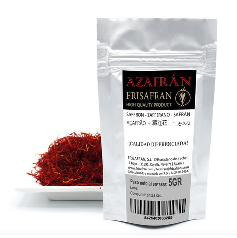 FRISAFRAN | Azafrán español en hebra 5g | Azafrán en Hebras | especia de azafran | Especia para cocinar | Azafrán en Polvo | azafrán tradicional | Azafrán en Sobres | 100% natural | azafrán puro