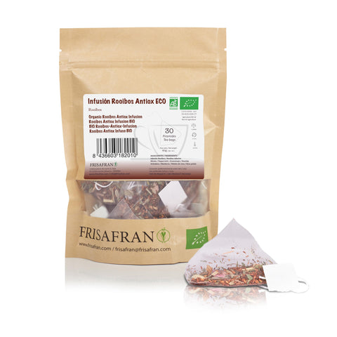 FRISAFRAN | Té Rooibos Ecológico en Pirámides 30Uds | 60g | Infusión | Nutritivo | Hidratante | Antioxidante Refrescante | rooibos | te roibos | infusion en bolsitas | vitaminico | bebida saludable