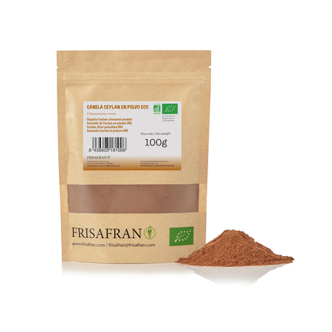 FRISAFRAN | Canela de Ceilán en polvo ECO | Canela Ceylan en polvo | Canela molida | Digestivo | especia natural | Combate la fatiga | ceylan | Canela en polvo | sin aditivos | Origen Sri Lanka | 100g