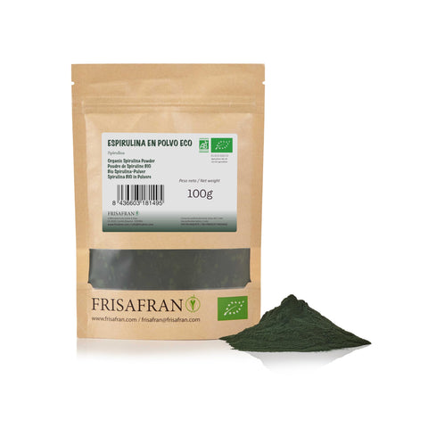 FRISAFRAN | Espirulina Ecológica En Polvo 100g | Espirulina Orgánica | espirulina natural y pura | Polvo Orgánico De Espirulina | Spirulina bio | Alga spirulina | Cultivada en China | Bebidas-Batidos