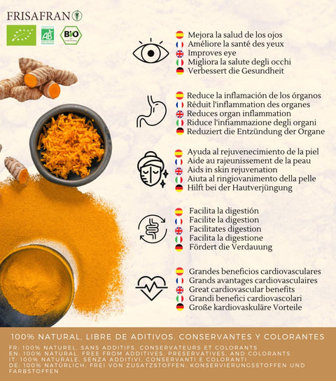 Beneficios de la cúrcuma en polvo ecológica