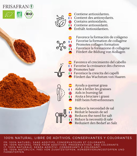 Paprika biologique en poudre | Saveur sucrée, épicée et fumée