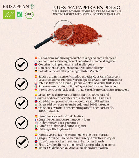 Paprika biologique en poudre | Saveur sucrée, épicée et fumée