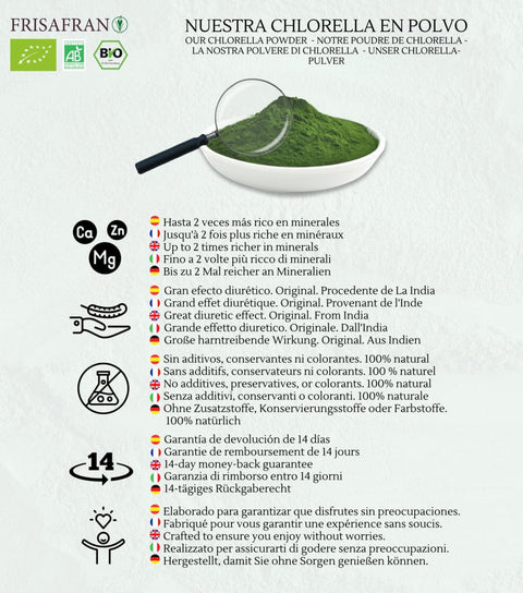 Propiedades de la chlorella en polvo frisafran 