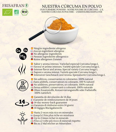 Propiedades de la cúrcuma en polvo ecológica