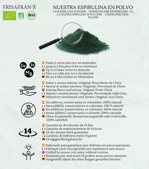 Propiedades de la espirulina en polvo